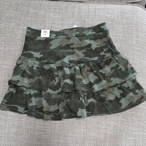 Justice Camouflage Tiered Ruffle Skirt in Green